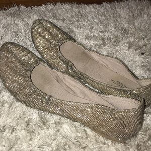 American eagle gold sparkly flats